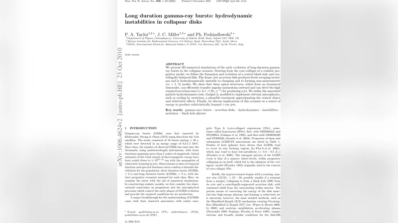 Long duration gamma-ray bursts: hydrodynamic instabilities in collapsar   disks