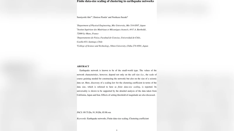 Finite data-size scaling of clustering in earthquake networks