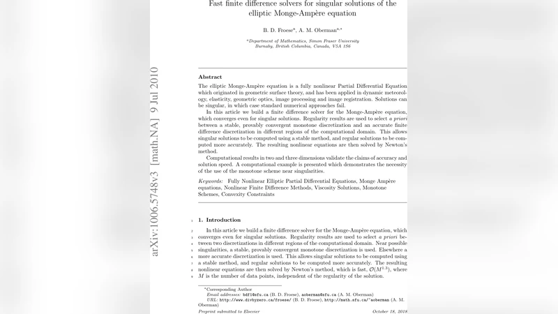 Fast finite difference solvers for singular solutions of the elliptic   Monge-Amp`ere equation