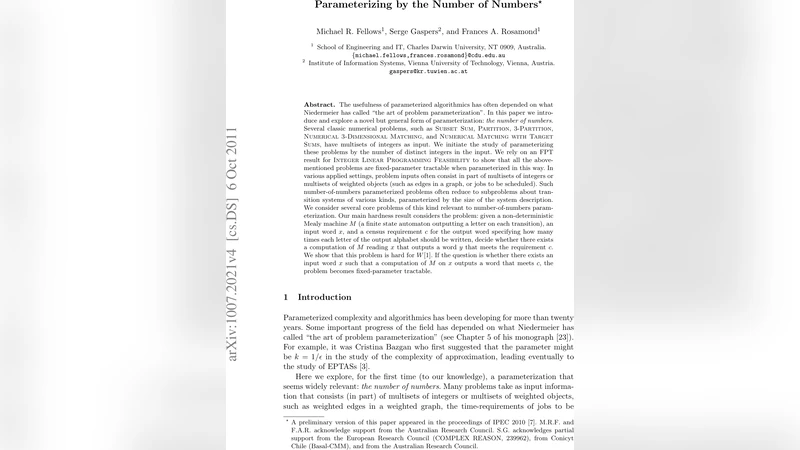 Parameterizing by the Number of Numbers