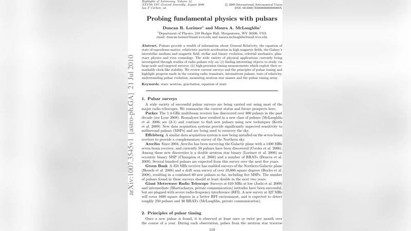 Probing fundamental physics with pulsars