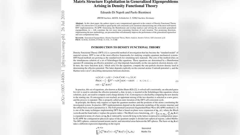 Matrix Structure Exploitation in Generalized Eigenproblems Arising in   Density Functional Theory