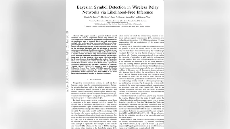 Bayesian Symbol Detection in Wireless Relay Networks via Likelihood-Free   Inference