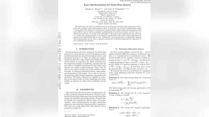 Exact Synchronization for Finite-State Sources
