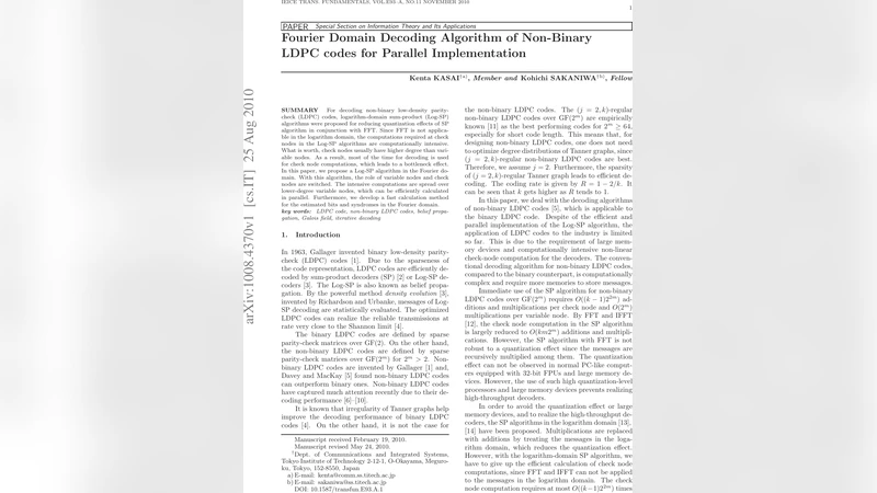 Fourier Domain Decoding Algorithm of Non-Binary LDPC codes for Parallel   Implementation