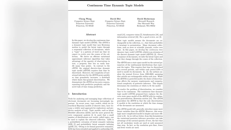 Continuous Time Dynamic Topic Models