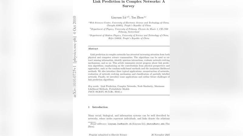 Link Prediction in Complex Networks: A Survey