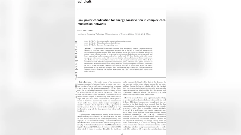 Link power coordination for energy conservation in complex communication   networks