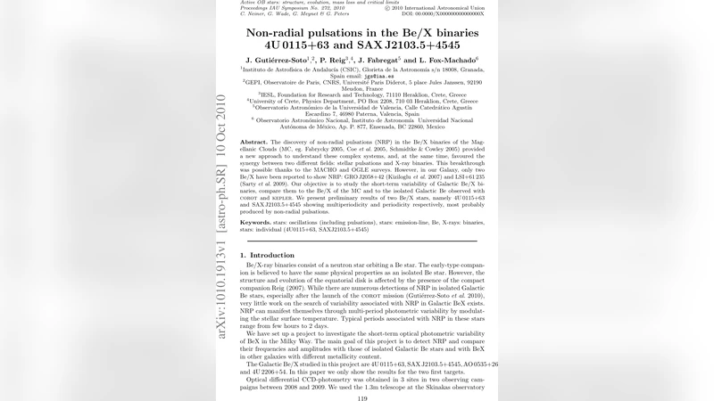Non-radial pulsations in the Be/X binaries 4U0115+63 and SAXJ2103.5+4545
