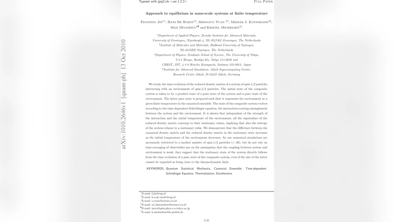 Approach to equilbrium in nano-scale systems at finite temperatur
