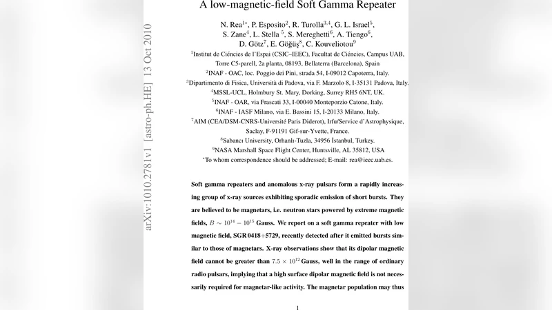 A low-magnetic-field Soft Gamma Repeater