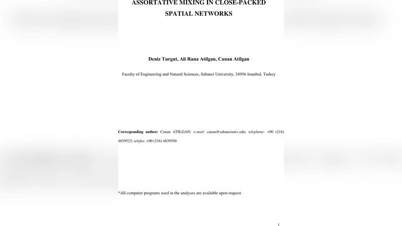 Assortative Mixing in Close-Packed Spatial Networks