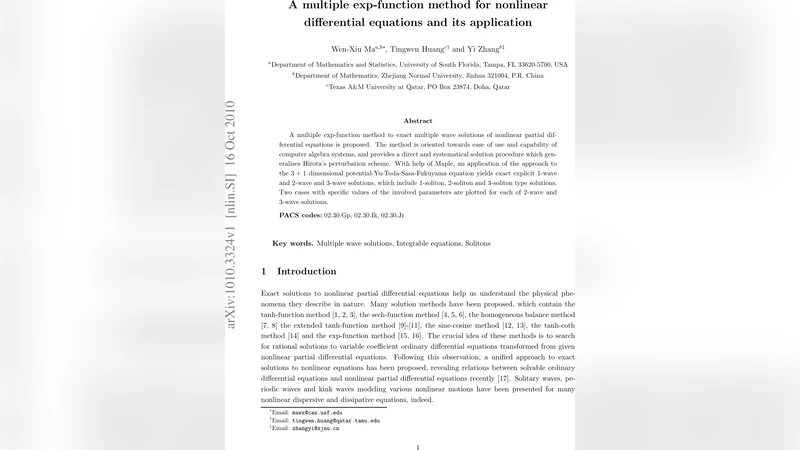 A multiple exp-function method for nonlinear differential equations and   its application