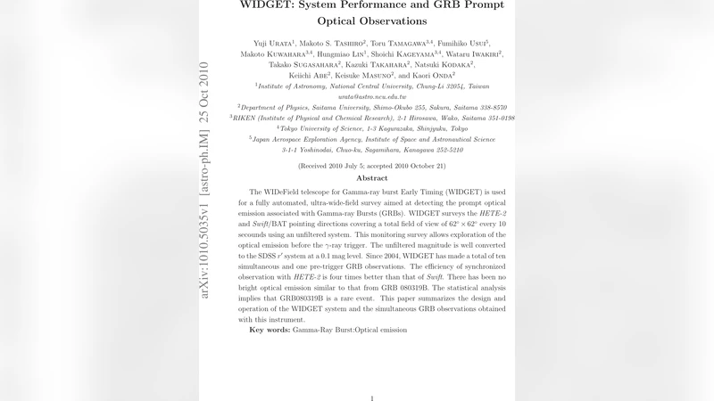 WIDGET: System Performance and GRB Prompt Optical Observations