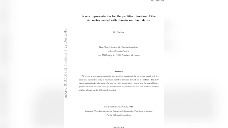 A new representation for the partition function of the six vertex model   with domain wall boundaries