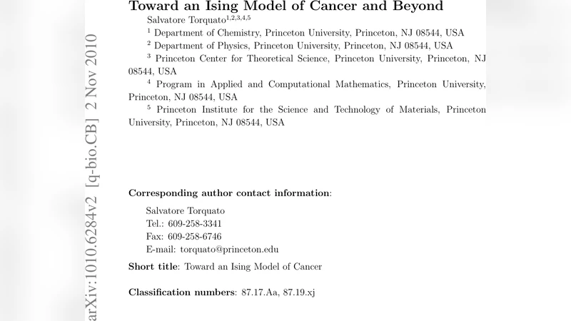 Toward an Ising Model of Cancer and Beyond