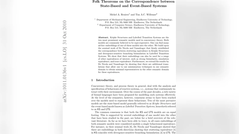 Folk Theorems on the Correspondence between State-Based and Event-Based   Systems