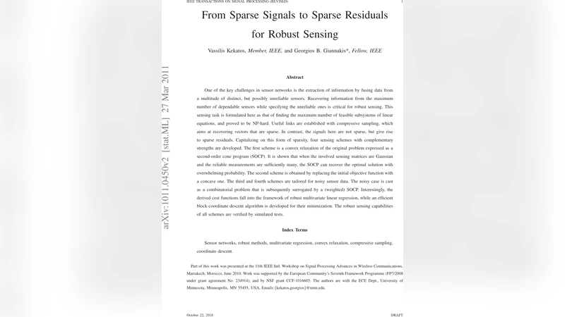 From Sparse Signals to Sparse Residuals for Robust Sensing