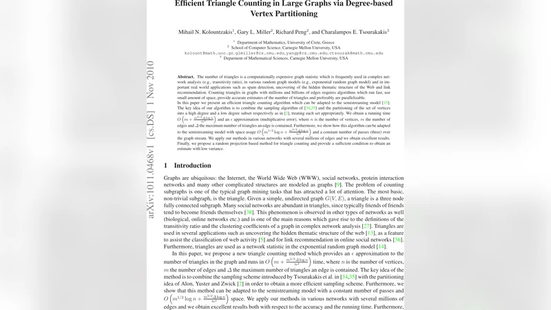 Efficient Triangle Counting in Large Graphs via Degree-based Vertex   Partitioning