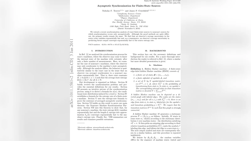 Asymptotic Synchronization for Finite-State Sources