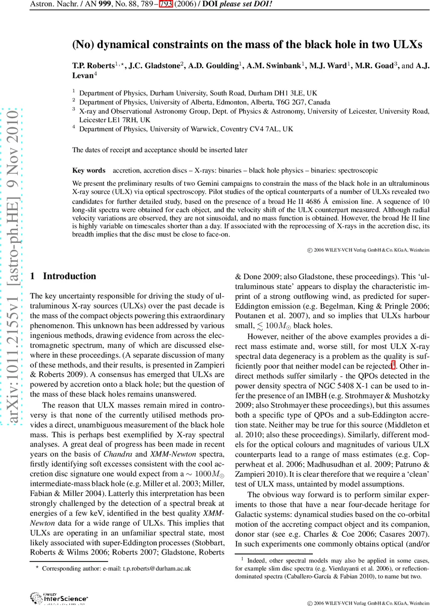 (No) dynamical constraints on the mass of the black hole in two ULXs