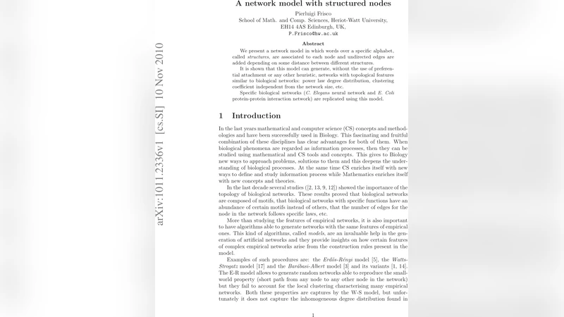 A network model with structured nodes