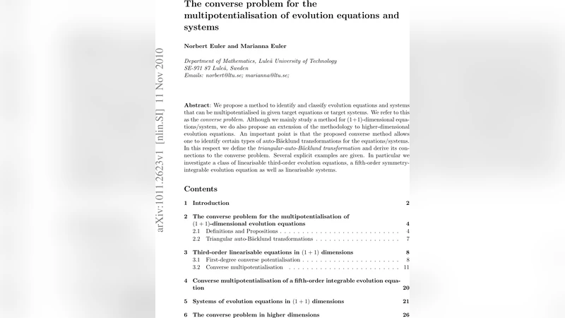 The converse problem for the multipotentialisation of evolution   equations and systems