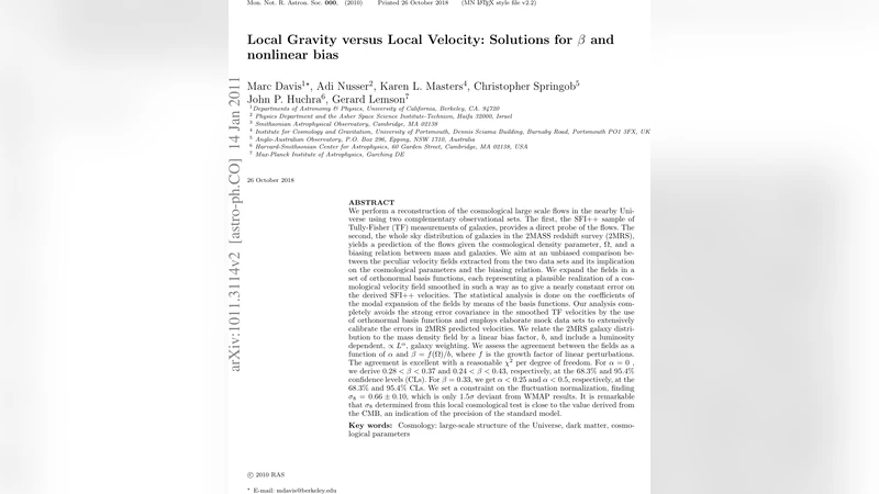 Local Gravity versus Local Velocity: Solutions for $beta$ and nonlinear   bias