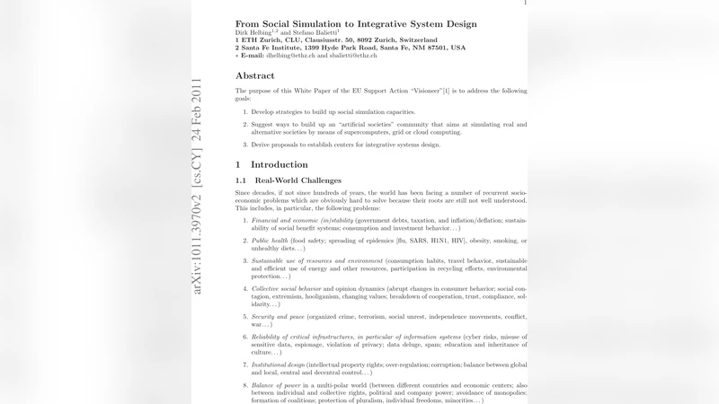 From Social Simulation to Integrative System Design