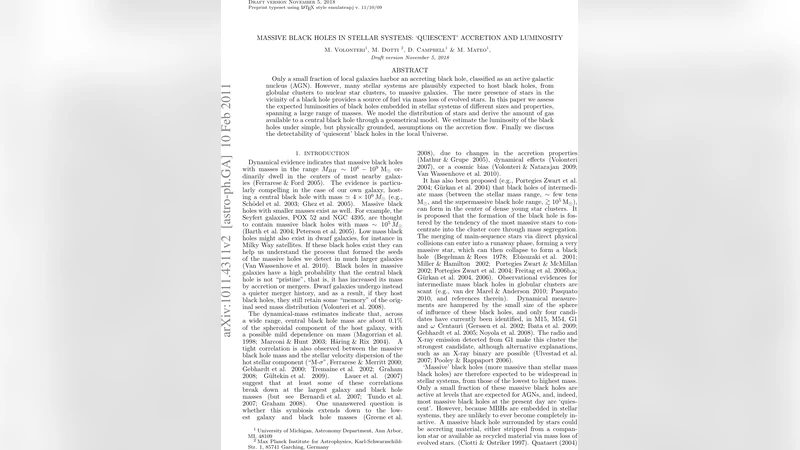 Massive black holes in stellar systems: quiescent accretion and   luminosity