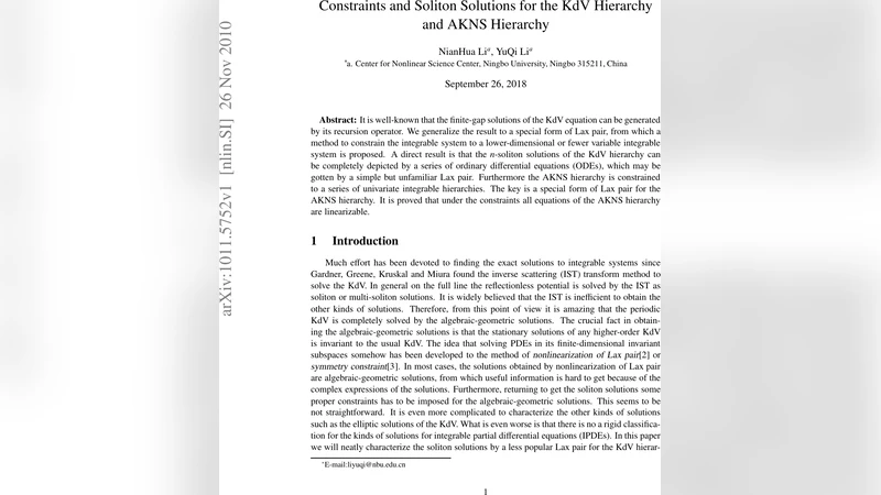 Constraints and Soliton Solutions for the KdV Hierarchy and AKNS   Hierarchy