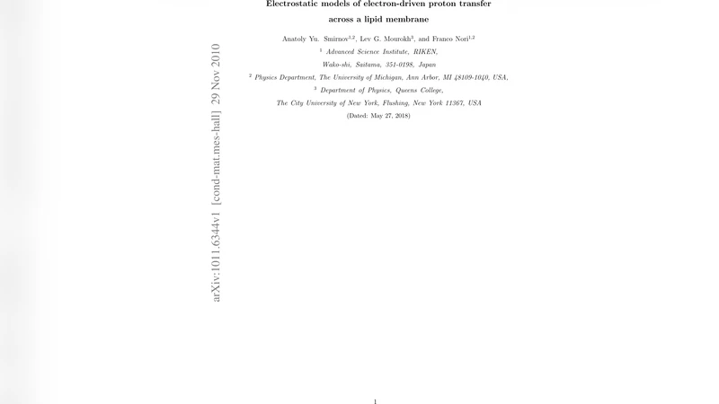 Electrostatic models of electron-driven proton transfer across a lipid   membrane