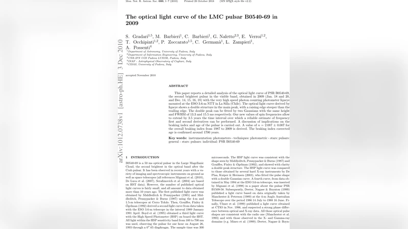 The optical light curve of the LMC pulsar B0540-69 in 2009