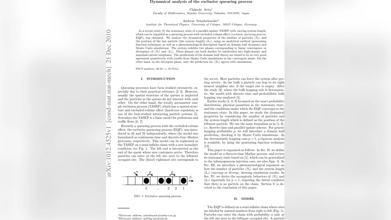 Dynamical analysis of the exclusive queueing process