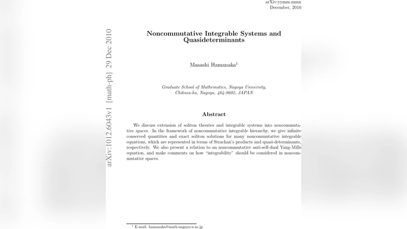 Noncommutative Integrable Systems and Quasideterminants