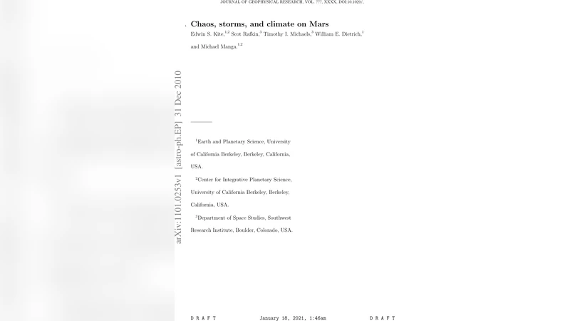 Chaos, storms and climate on Mars