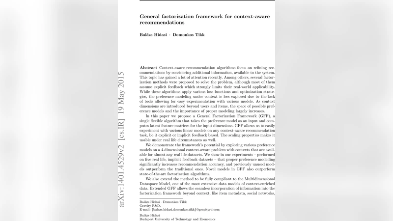 General factorization framework for context-aware recommendations