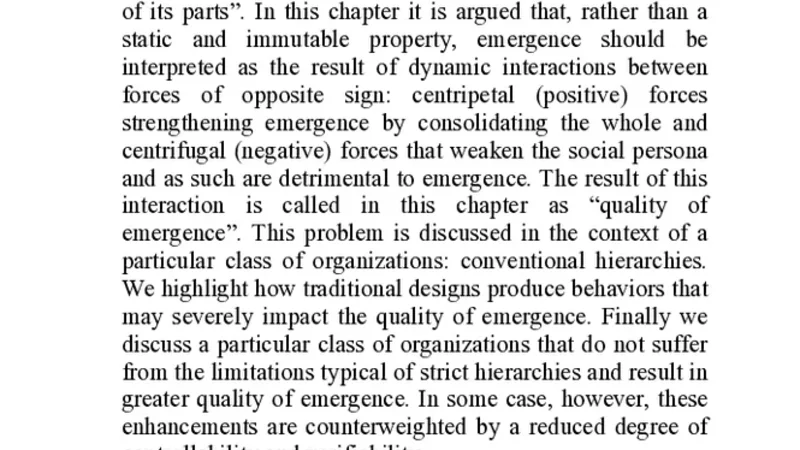 Reflections on organization, emergence, and control in sociotechnical   systems
