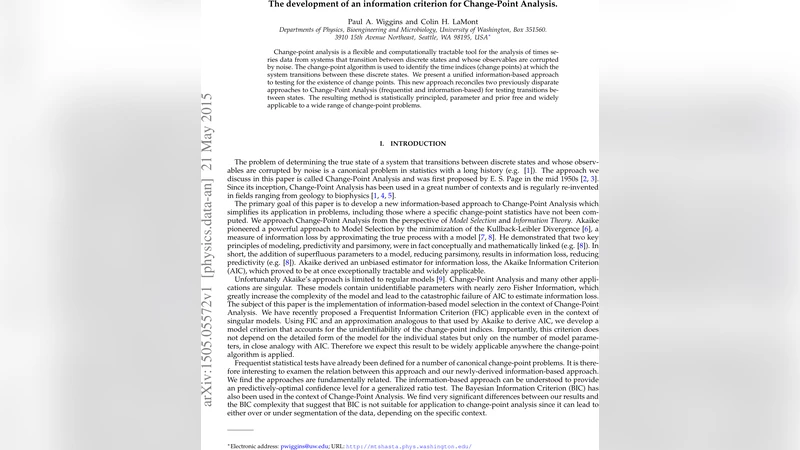 The development of an information criterion for Change-Point Analysis