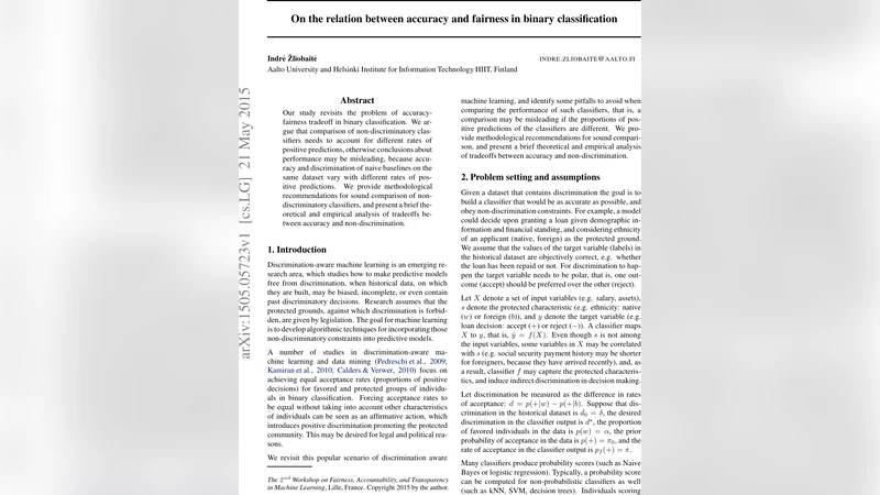 On the relation between accuracy and fairness in binary classification