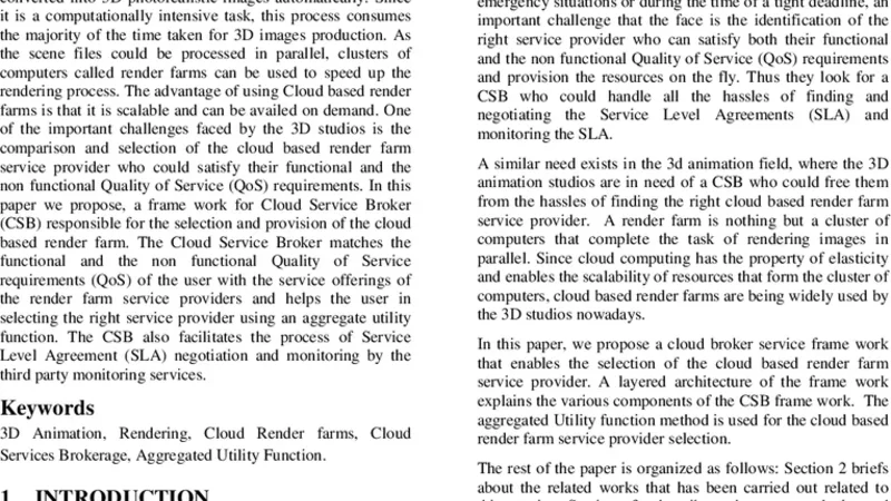 A Service Broker Model for Cloud based Render Farm Selection