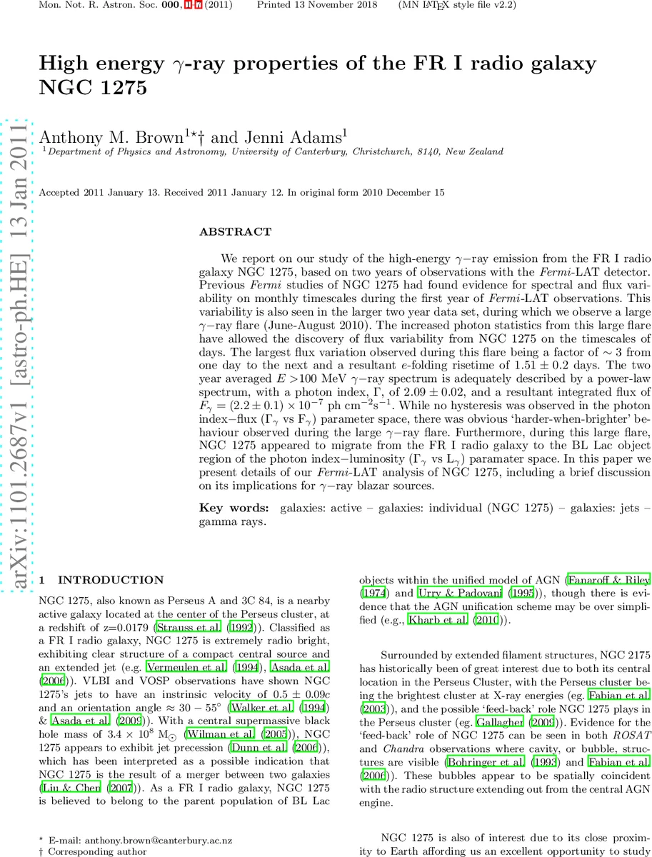 High energy gamma-ray properties of the FR I radio galaxy NGC 1275