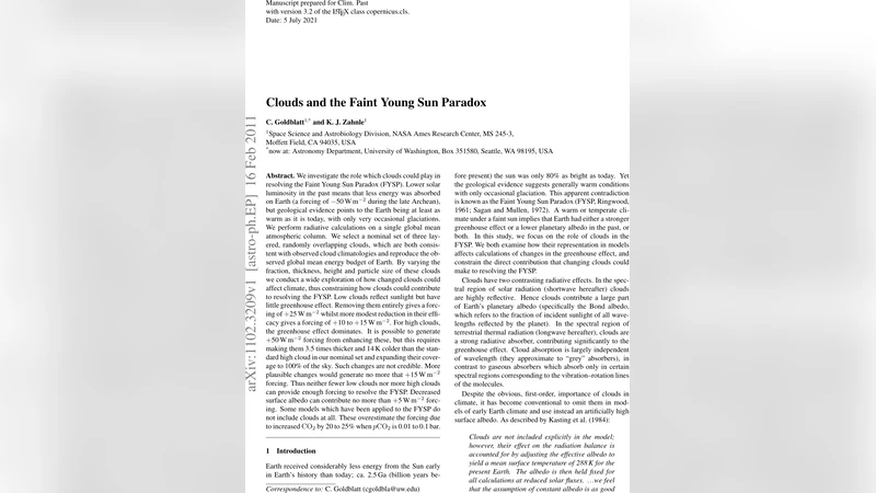 Clouds and the Faint Young Sun Paradox
