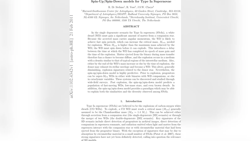 Spin-Up/Spin-Down models for Type Ia Supernovae