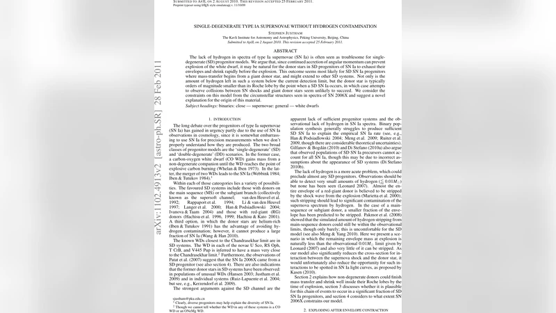 Single-degenerate type Ia supernovae without hydrogen contamination