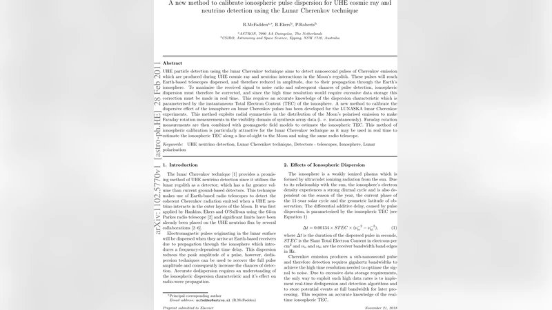 A new method to calibrate ionospheric pulse dispersion for UHE cosmic   ray and neutrino detection using the Lunar Cherenkov technique