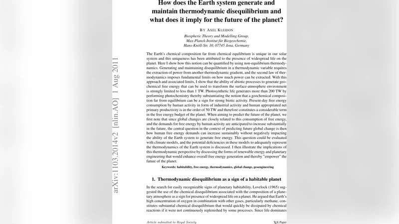 How does the earth system generate and maintain thermodynamic   disequilibrium and what does it imply for the future of the planet?