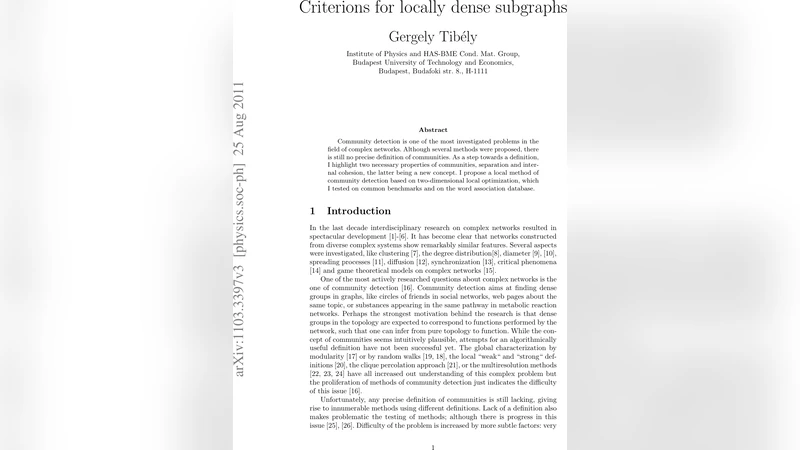 Criterions for locally dense subgraphs