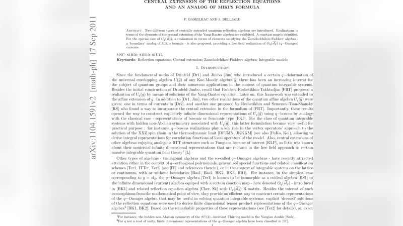 Central extension of the reflection equations and an analog of Mikis   formula