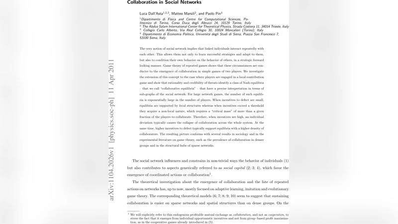 Collaboration in Social Networks